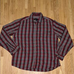 Marmot Red and Grey Plaid Casual Button Down Long Sleeve Button Down Shirt